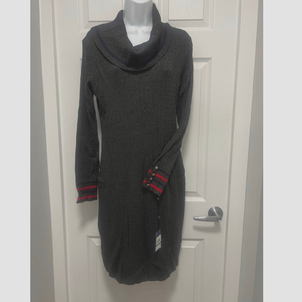 NWT Tommy Hilfiger long sleeve dress size L Grey